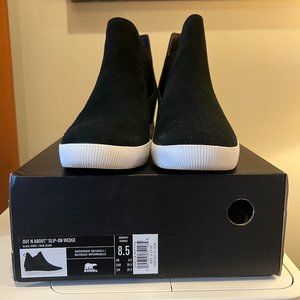 Sorel Women's Out N About Pull-On Hidden Wedge Booties in Black Size 8.5